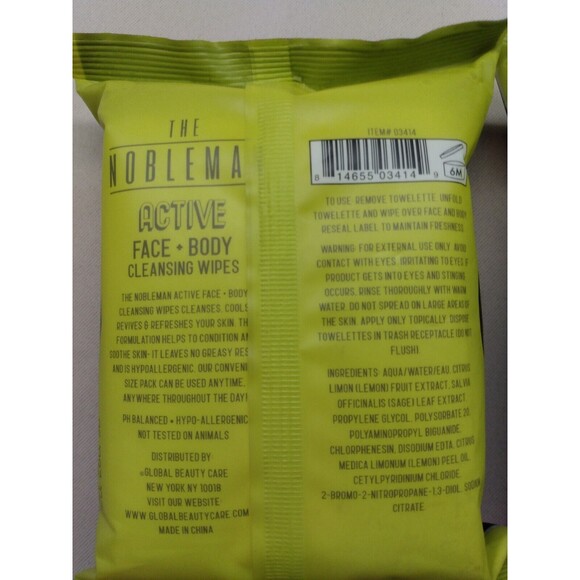 The Nobleman Active Face Body Cleansing Wipes Lemon and Sage For Men ×2 Packs - Picture 5 of 5